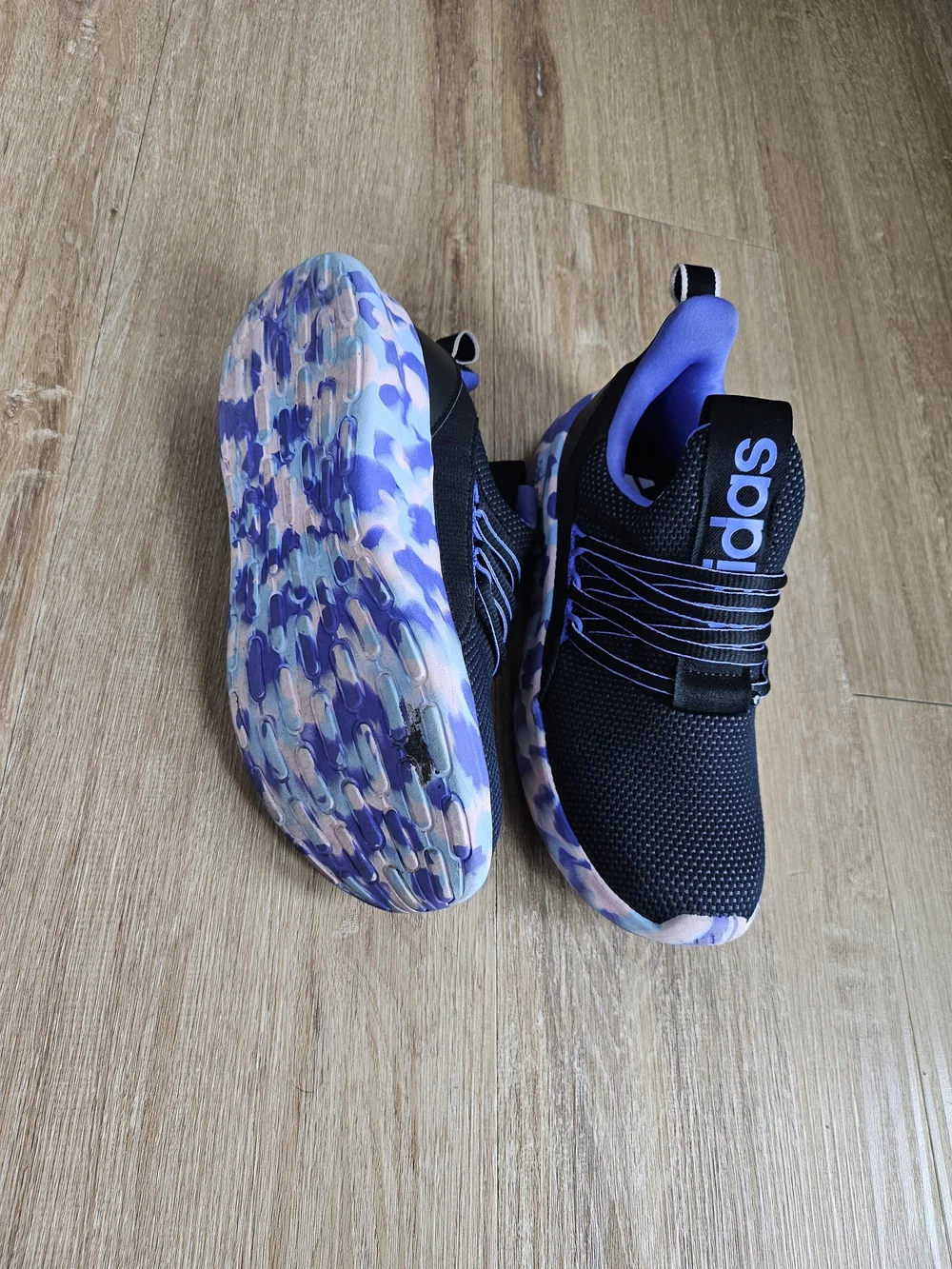 adidas Black and Purple Slip-On Sneakers